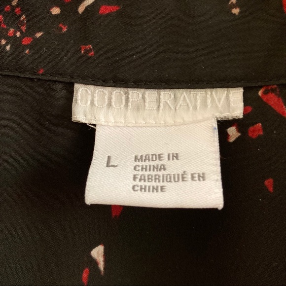 FREE IF BUNDLED Cooperative Black Cold-Shoulder Collared Tunic Top Large EUC - Picture 7 of 8
